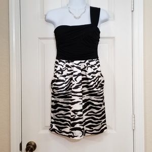 As U Wish Zebra Print One Shoulder Dress